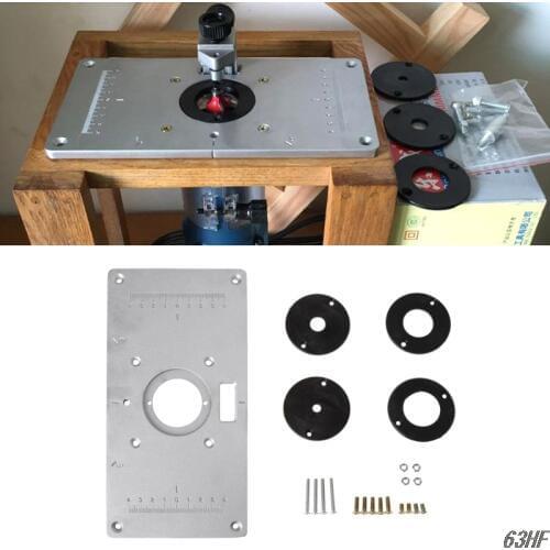 Mayitr Aluminum Router Table Insert Plate with 4pcs Router Insert Rings Wood Router Tools Screws For Woodworking Benches diy new