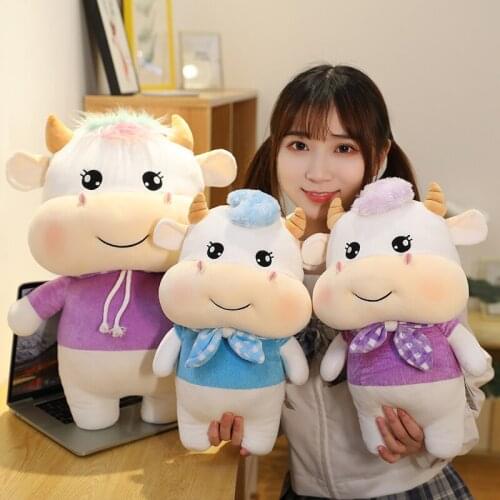 1pc 27-52cm Cute Cow Doll With A Bow Tie Cow Plush Toy Children’s Doll Comforting Sleeping Dolls Girls’ Day Gifts