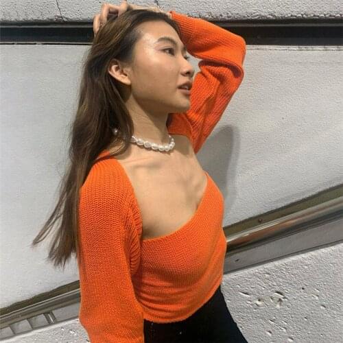 Fashion Elegant Long Sleeve Square Collar Solid Slim Sweater Women Autumn New Office Lady Streetwear Warm Female Top