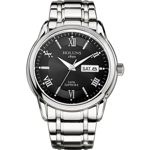 HOLUNS relogio masculino full stainless steel men automatic watch top brand luxury 5ATM waterproof Super luminous dropshipping