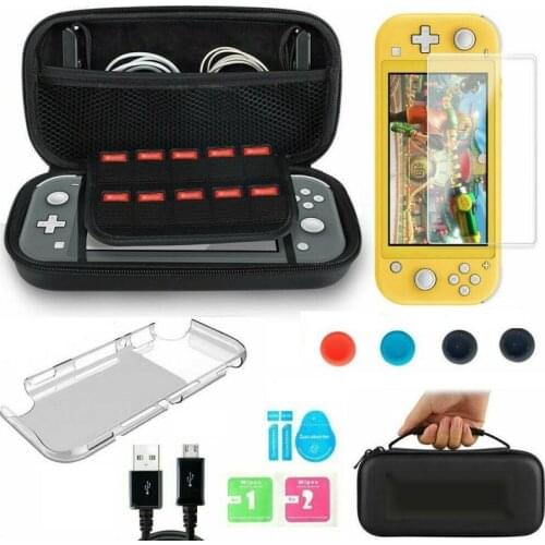 6 In 1 Game Accessoire Set Zwart Rood Blauw Reizen Draagtas Screen Protector Case Oplaadkabel Cover For Switch Lite