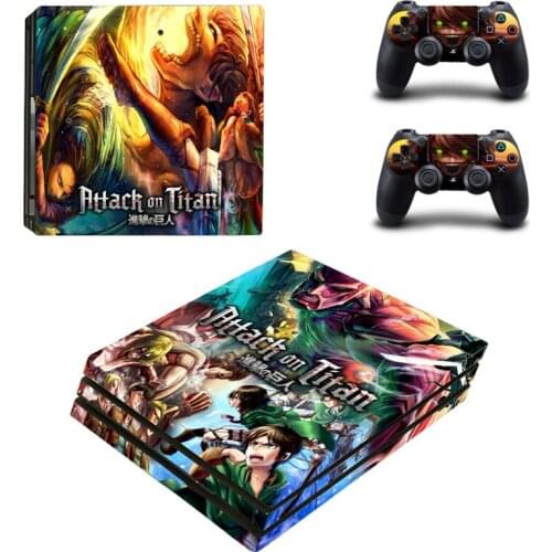 Attack On Titan Anime Sticker for Sony Playstation 4 Pro PS4 Pro Promotion Console +2Pcs Controller Protective Flim