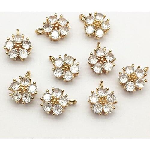 New arrival! 15x12mm 50pcs Cubic Zirconia Flower Charm For Handmade Necklace Earring DIY Parts Jewelry Findings & Components