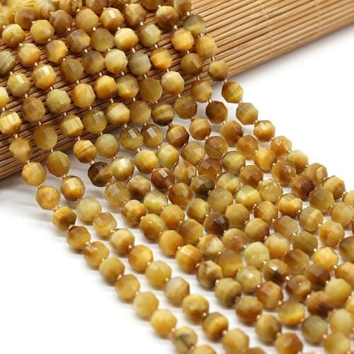 New Natural Faceted Stone 8mm Irregural Shapen Loose Beads for Making Jewelry Necklace Length 38cm
