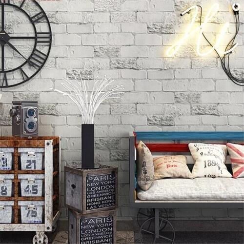 Beibehang new wallpaper retro white brick gray brick 3d antique brick restaurant clothing store brick papel de parede wallpaper
