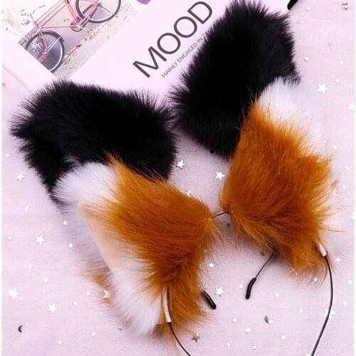 Ears on The Head Lolita Anime Cute Cat Fox Fur Ear Hair Hoops Cosplay Hairband Girls Hair Accessories Animal Ears Hair Band