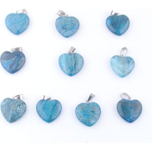 Wholesale 10Pcs Heart Agates Natural Stone Pendants For DIY Earrings Necklaces Bracelet Jewelry Making 20mm TV0141