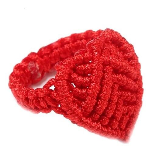 Hand-woven Red Cord Love Heart Shape Ring Japanese and Korean Womens Ethnic Style Ring Fashion Jewelry Wholesale