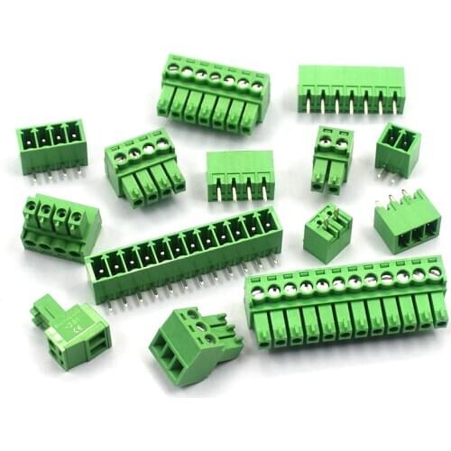 5set KF2EDG 3.5MM plug-in 15EDG pcb terminal curved straight needle + socket 2p 3p 4p 5p 6p 7p 8p 9p 10p 12p