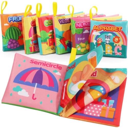 Three-dimensional Soft English Baby Cloth Book Early Educational Cognitive Toy Montessori Learning Cognition Sounding Toys