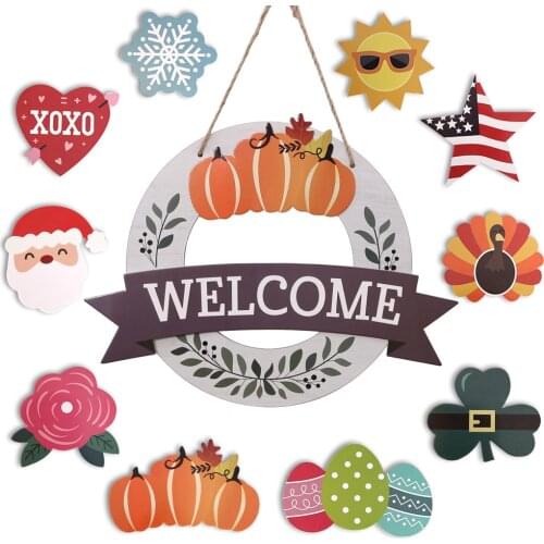 29cm Halloween Wooden Door Hanging Cute Santa Claus Christmas Tree Ornament Christmas DIY Decoration Home Wooden Pendant Gift