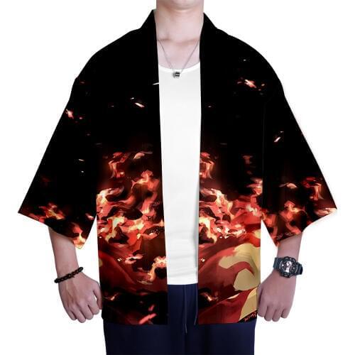 Japanese Kimono Cardigan Men Demon Slayer Cartoon Male Samurai Costume Clothing Kimono Jacket Mens Kimono Shirt Blouse