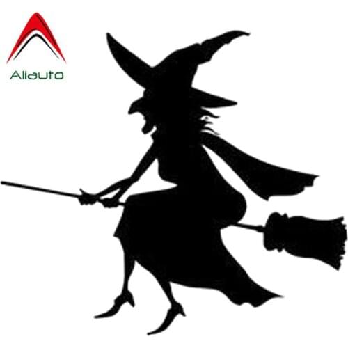 Aliauto Funny Car Sticker Vinyl Wicked Witch Riding Broom Styling Decor Accessories PVC Decal for Subaru Golf 4 Kia,12cm*10cm
