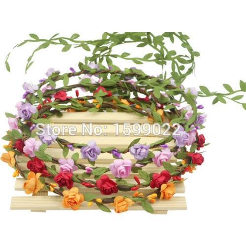 4pcs/lot Bohemian Flower Crown Bridesmaid Floral Hairband Rustic Wedding Head Pieces Women Headwear Music Festival Headdress