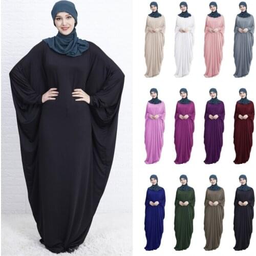 Middle East Eid Women Gown Loose Batwing Kaftan Abaya Jilbab Saudi Turkish Islamic Dubai Ramadan Dress Arab Islamic Prayer Robes