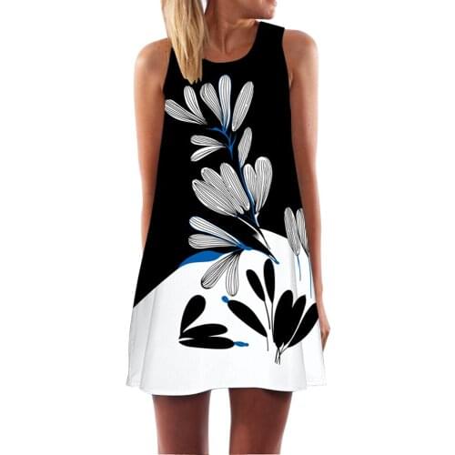 Vintage Boho Women Summer Casual Wild Slim Summer Dresses Sleeveless Beach Printed Short Mini Dress Sukienka Maxi 2021