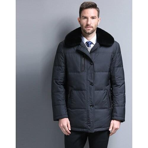 Winter Duck Down Men Middle-aged Parka Plus Size Warm Coat Real Fur Collar Puffer Jacket Casaco Masculino KJ657