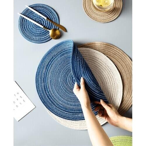 1PC Table Napkin Nordic Round Table Mat Anti Slip Drink Coasters Insulated Solid Placemats Linen Non Slip Ramie Mat Home Decor