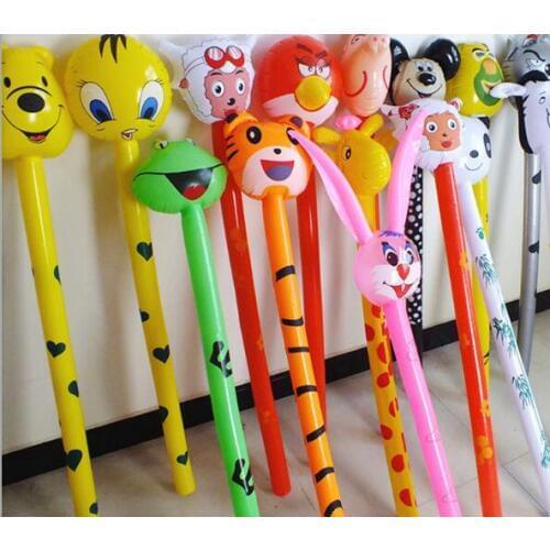 10pcs/lot Cartoon Inflatable Animal Long Inflatable Hammer No wounding weapon Stick Children Toys