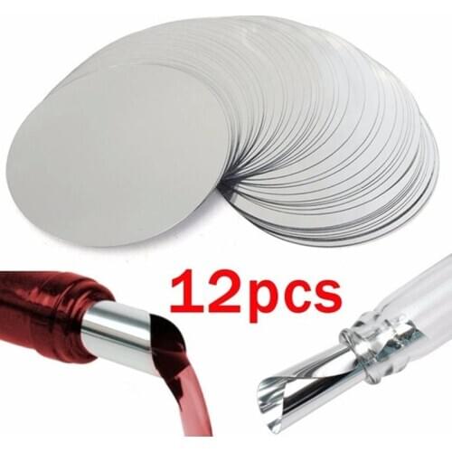 12pcs Aluminum Foil Wine Pourer Drop Stop Disc Flexible Drip Stop Pour Spout Disk Wine Drop Stop Wedding Party Supplies (Silver)