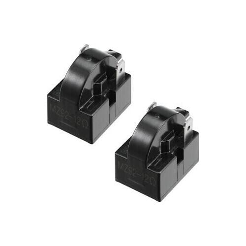 2 Pcs 12 Ohm 2 Pin Refrigerator PTC Starter Relay Replacement Part Black