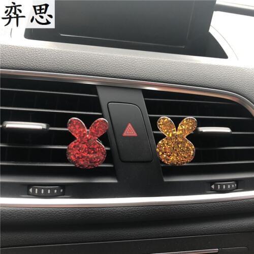 2 pcs Cute little rabbit model car perfume Beautifully shining plastic car air freshener Air Conditioning decoration Lady perfum