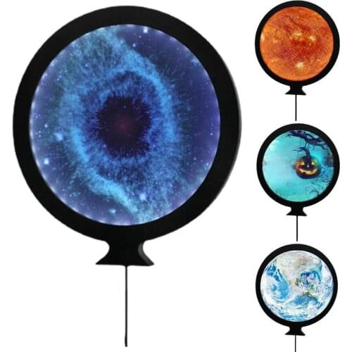 2 in1 Acrylic Earth Starry sky LED Bathroom Mirror Scenery Mirror Wall-mounted Vanity Mirror Night Light Halloween Holiday Decor