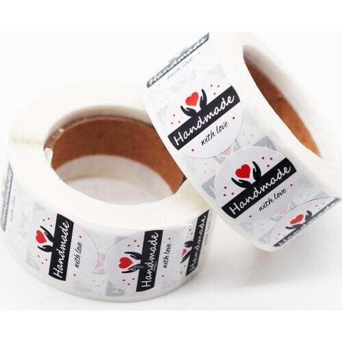 500pcs Thanksgiving Kraft Labels Sticker Handmade with Love Labels Stickers For Home Decoration Gift Card/Gift Box Stationery