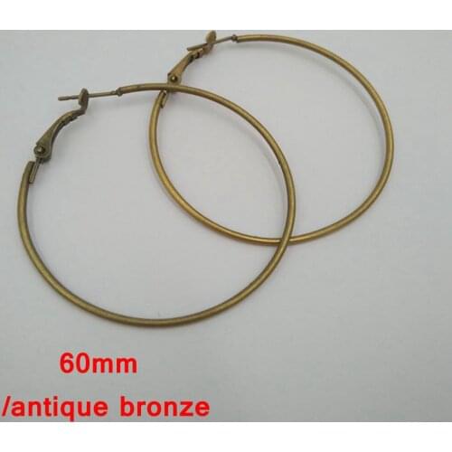 500piece lot circle hoop earring findings 60mm antique bronze earring jewelry making findings&accessories HEF004