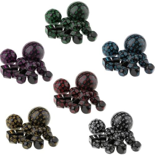 15 Pieces Acrylic Polyhedral Dice D100 D60 D30 D24 D20 D16 D12 D10 D8 D7 D5 D4 for MTG DND RPG Role Play Casino Game Prop