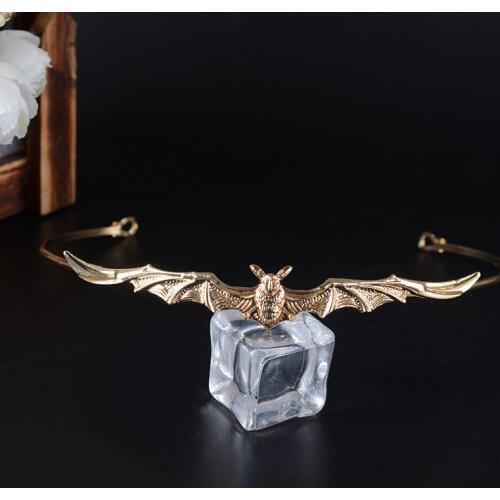 Baroque Punk Metal Bat Shape Bridal Tiaras Crown Wedding Hair Accessories Vintage Alloy Rhinestone Pageant Crown Bride Headpiece