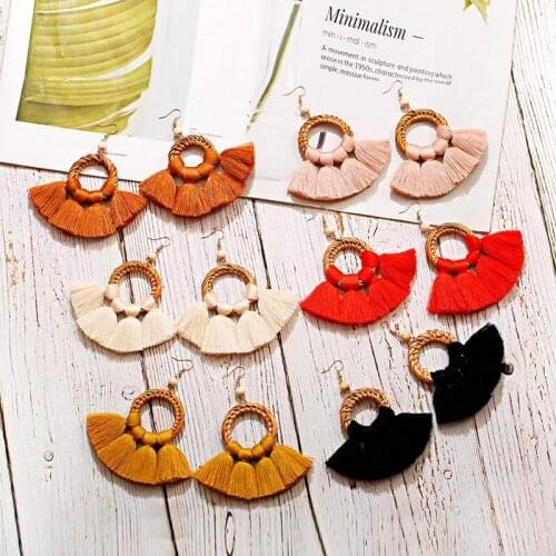 Bohemia Korean Big Tassel Earrings For Women Summer Round Statement Earring Jewelry Gift Orecchini Pendientes Mujer