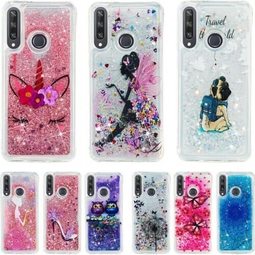 Huawei Y6P Case 6.3" Soft Case on For Funda Huawei Y6p 2020 Y 6P MED-LX9N Cover Quicksand Dynamic Liquid Glitter Phone Case Etui
