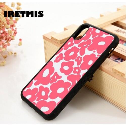 Iretmis 5 5S SE 2020 6 6S TPU Silicone Phone Case Cover for iPhone 7 8 Plus X Xs 11 12 MINI Pro Max XR Hippy Flowers Swirl Red