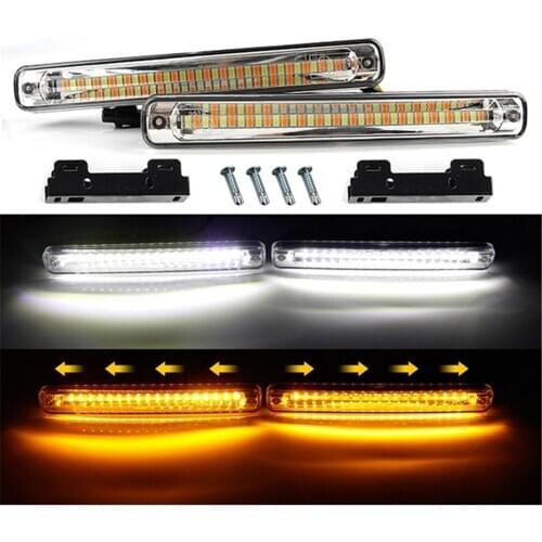 2pc 12V DRL LED Daytime Running Light Waterproof Sequential Flow LED DRL Turn Signal Yellow Super Bright DRL Lamp Auto Headlight