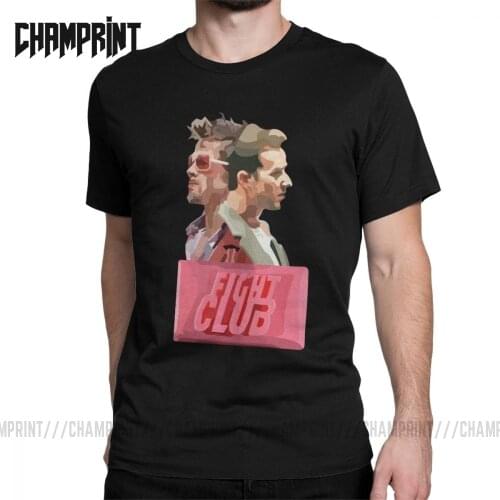 Fight Club Contrasts T Shirt Mens 100% Cotton Amazing T-Shirts Round Collar Tyler Rule Carter Soap Movie Tee Shirt Short Sleeve