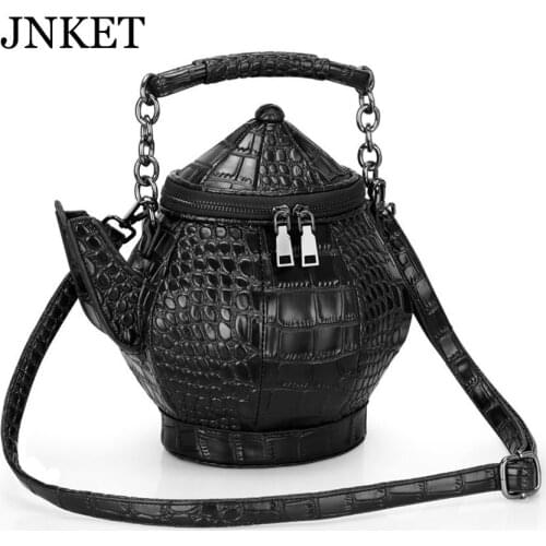 JNKET New Women Teapot Shaped Handbag PU Leather Shoulder Bag Casual Crossbody Bags Personality Trend Sling Bag