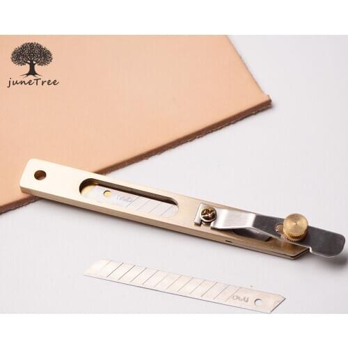 Junetree DIY Leather Cut Tools Incision Craft Knife Copper Trimming Knife with Blade Leather Tool