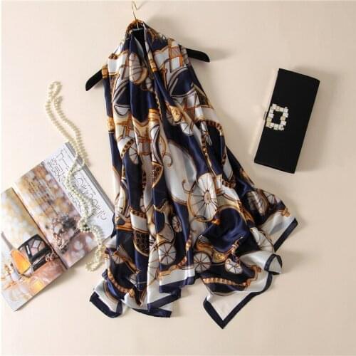 Classic luxury brand women Carriage scarf fashion print silk scarves lady hijabs shawls and wraps foulard bandana beach stoles