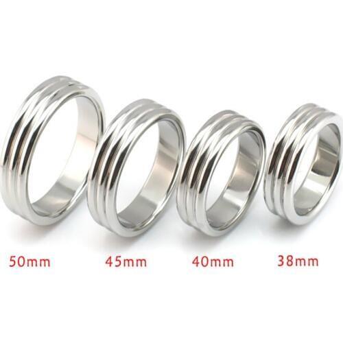 Top 100% stainless steel cock ring Inside diameter 50/45/40/38mm male chastity devices Extend ejaculation penis sleeve