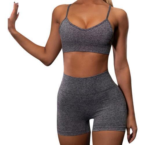 New Women Yoga Set 2 Piece Sets Summer Sleeveless Sports Home Gym High Waist Skinny Exercise Wear Fitness Short 2020