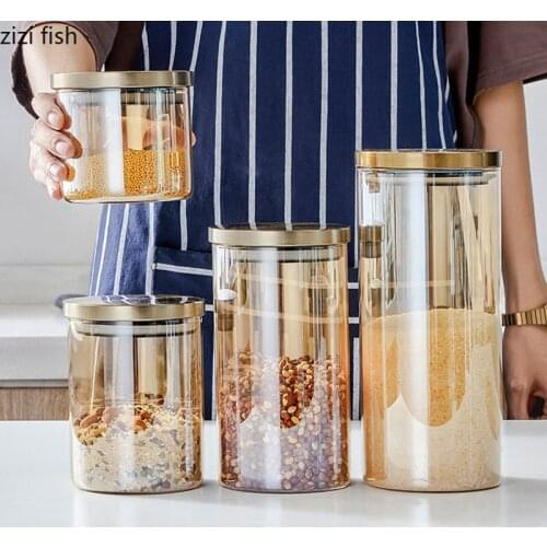 Colorful Transparent Glass Jars and Lids Storage Tank Dressing Table Cosmetic Containers Kitchen Canister Spice Organizer