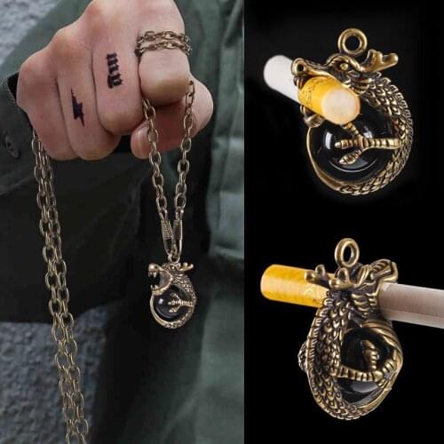 Brass Necklace Clip Women Men Cigarette Holder Ring Cool Cigarettes Smoking Accessories Jewelry Suitable for 8mm Smoker Gift Set