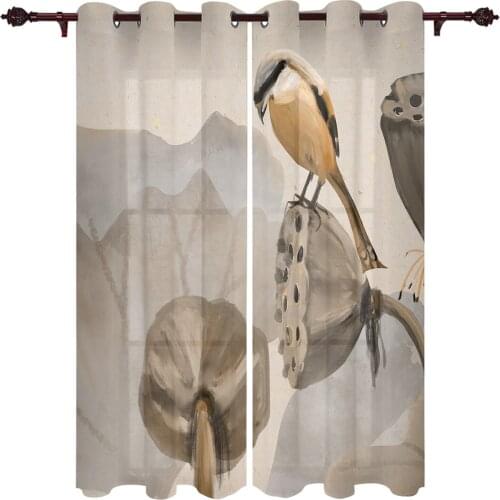 Summer Lotus Pod Bird Living Room Kitchen Bathroom Curtains For Childrens Bedroom Window Decoration Hanging Cloth Curtains