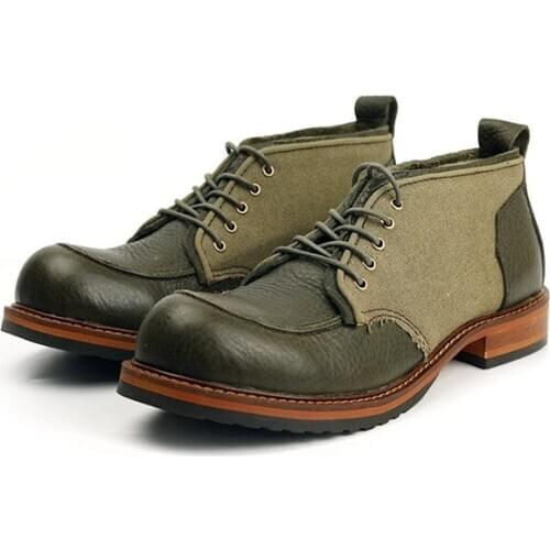 High Quality Spring Winter Men Ankle Boots Handmade Real Leather Matching Shoes Round Toe Mixed Colors Motorcycle Vintage Boots