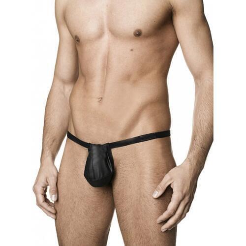 Men Sexy Vinyl Trunks Thongs Open Butt Underwear G-strings T-back Boxers Briefs Faux PU Leather Jockstrap Underpants Black