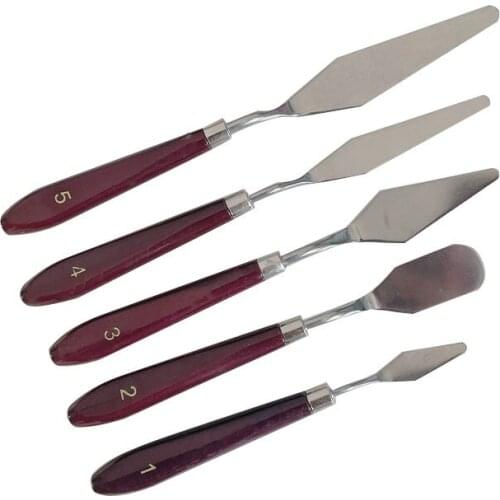 5Pcs/Set Stainless Steel Spatula Kit Palette Gouache Supplies for Oil Painting Knife Fine Arts Painting Tool Set Flexible Blades