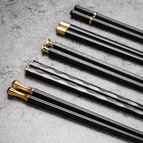 5 Pairs Chinese Japanese Chopsticks Steel Alloy Non-Slip Sushi Food Sticks Chop Sticks Reusable Chopsticks Set Palillos Chinos