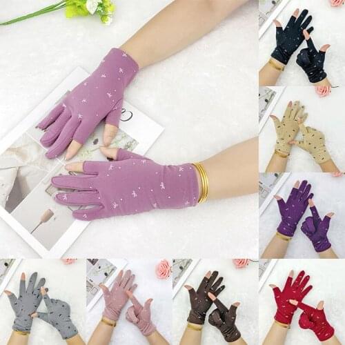 Spring Summer Fingerless Gloves Half Finger Gloves Anti-Slip Breathable Mittens Skin-friendly Cotton Driving Cycling Gloves