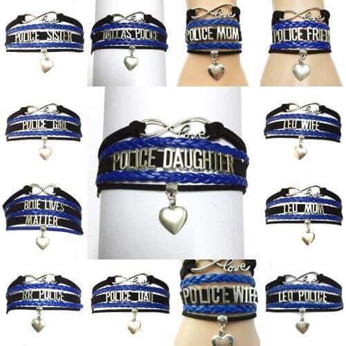 Drop Shipping Police Or Leo Mom / Wife/ Sister/Daughter/Girl/Friend Blue Lives Mattter Heart Friendship Family Gift